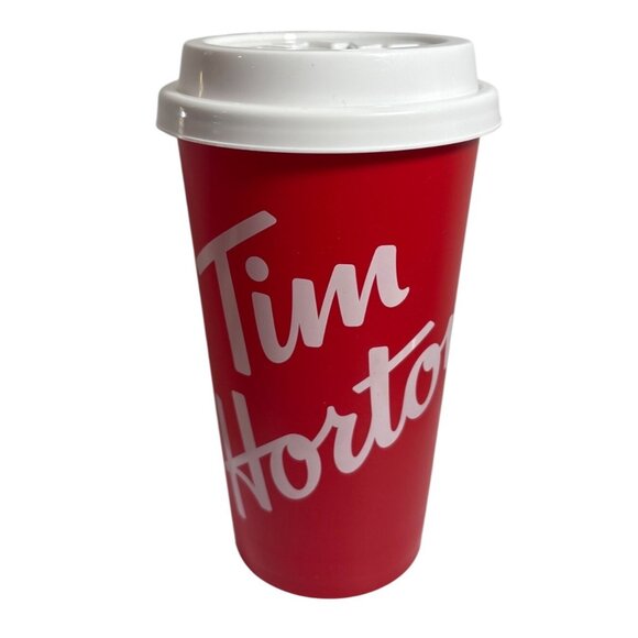 Tim Hortons Red Reusable Travel Cup With Lid - Picture 1 of 5